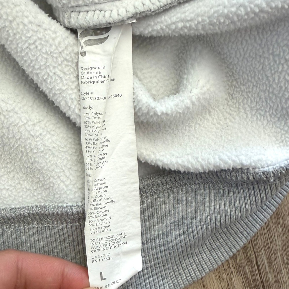Fabletics Grey Heather Full Zip Raglan Fleece Hoodie Sweatshirt Womens Large - Picture 3 of 8